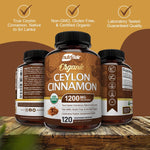 NutriFlair Organic Ceylon Cinnamon Supplement 1200mg, 120 Capsules