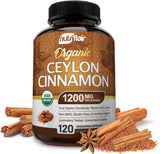 NutriFlair Organic Ceylon Cinnamon Supplement 1200mg, 120 Capsules