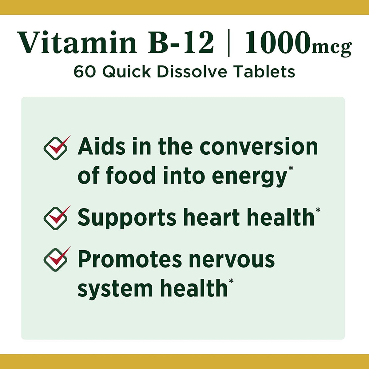 Nature's Bounty, Vitamin B12 Quick Dissolve, 1000mcg, 60 Tablets ...